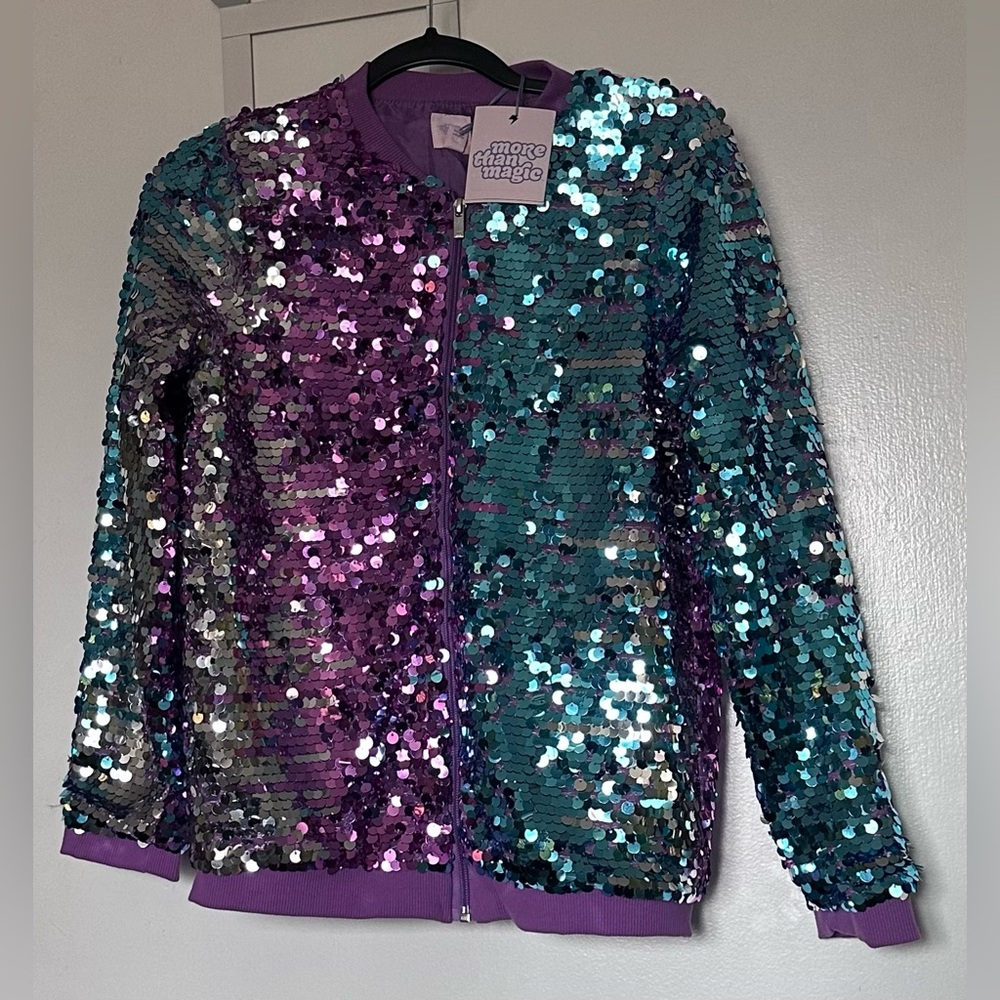 More Than Magic Reversible Sequin Jacket in Purple and Teal